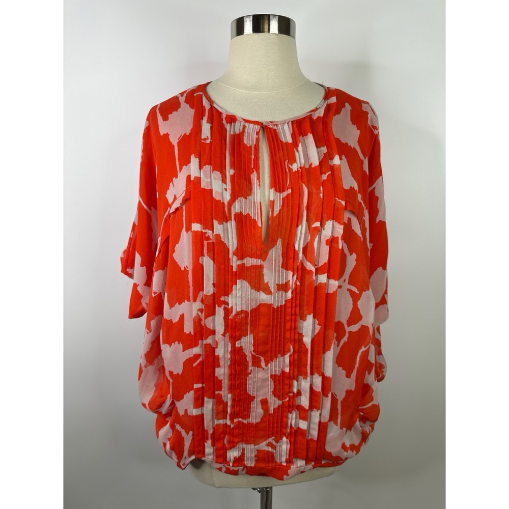 Diane Von Furstenberg 100% Silk Boxy Half Sleeve Womens top